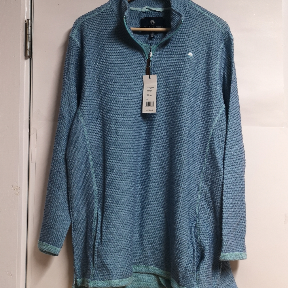 NWT Southern Shirt Co. Knobby KNIT Quarter Zip Chalky Mint Color Sweater